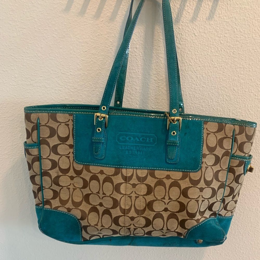 Coach Brown Blue Purse